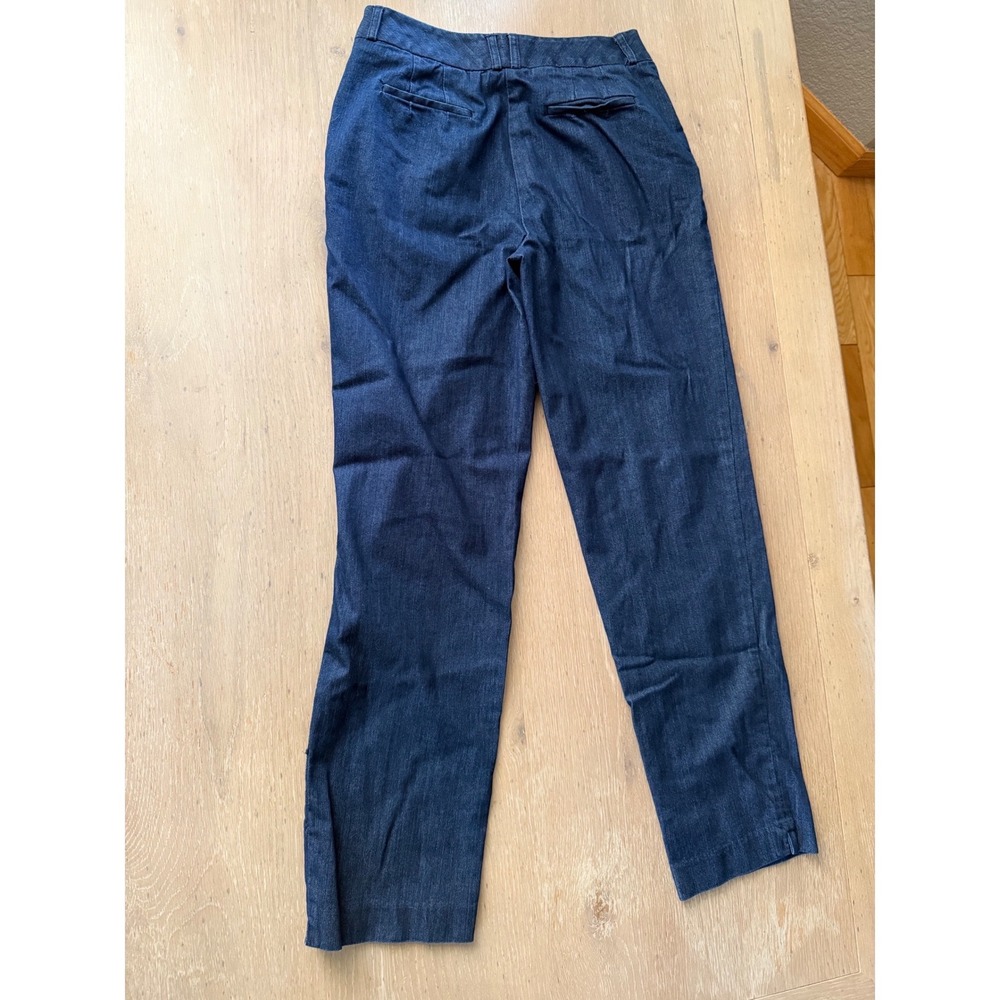 Talbots Womens Size 4 Dark Wash Stretch Denim Straight Leg Trousers Blue Pants - Picture 2 of 8